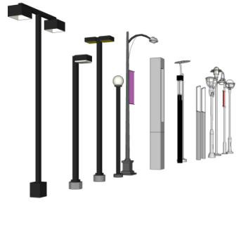 现代户外景观灯组合su模型