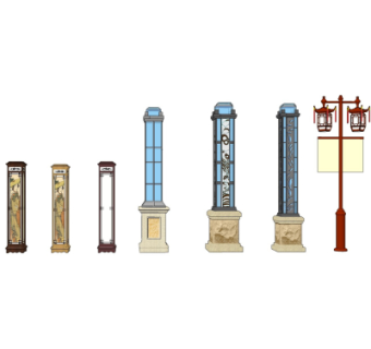 新中式户外景观灯组合su模型