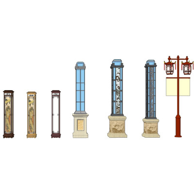 新中式户外景观灯组合su模型
