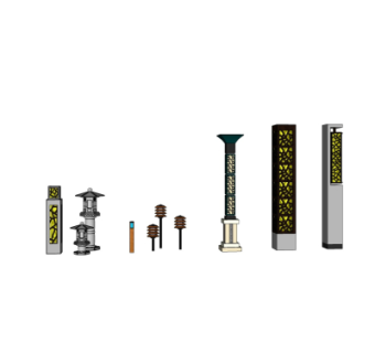 新中式户外景观灯组合su模型