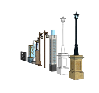 欧式户外景观灯组合su模型