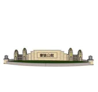 欧式景观墙su模型