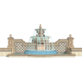 欧式景观喷泉su模型