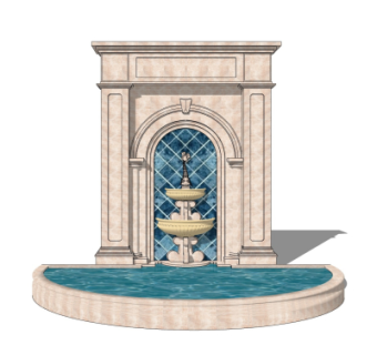 欧式景观墙su模型