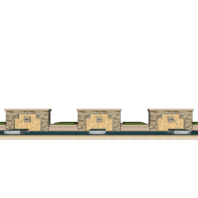 欧式景观墙su模型