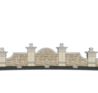 欧式景观墙su模型