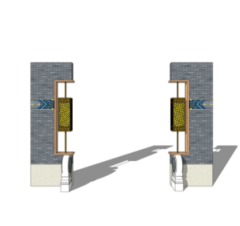 中式景观墙su模型