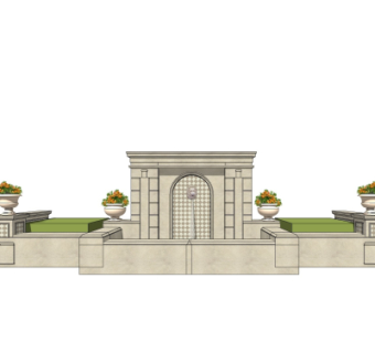 欧式景观墙su模型