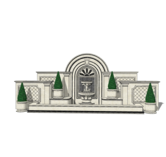 欧式景观墙su模型