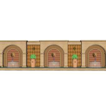 欧式景观墙su模型