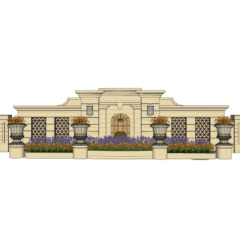 欧式景观墙su模型