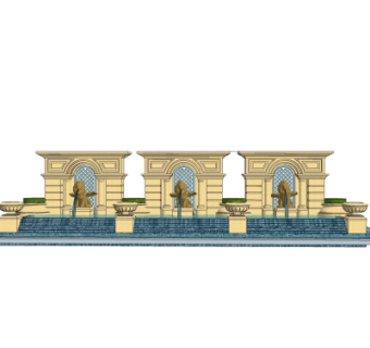 欧式景观墙su模型