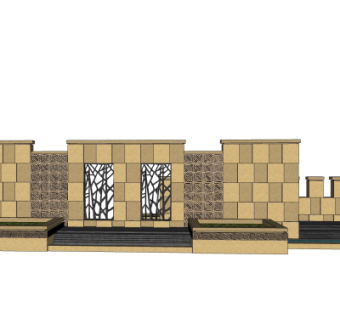 欧式景观墙su模型