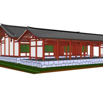 中式长廊免费su模型