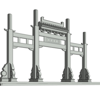 中式牌坊大门免费su模型