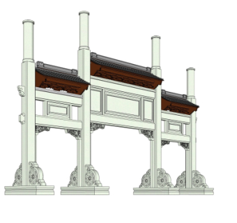 中式牌坊大门免费su模型