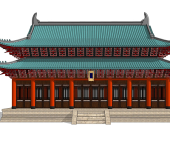 中式古建殿宇su模型