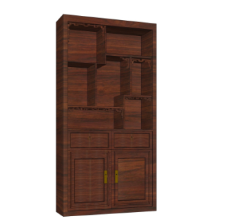 中式实木装饰柜su模型