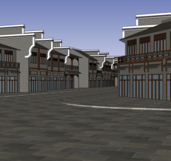 中式商业街su模型