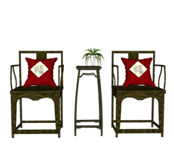 中式实木圈椅su模型