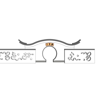 新中式月亮门景观墙su模型