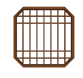 中式实木窗格su模型