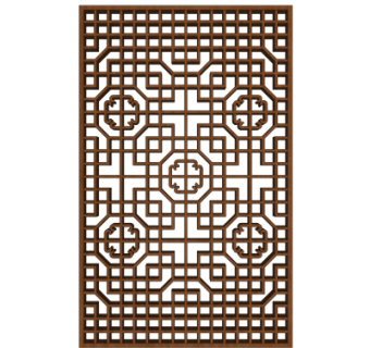 中式实木隔断su模型