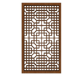 中式实木隔断su模型