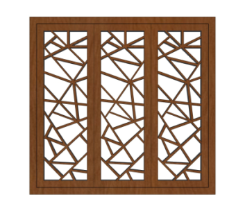 中式实木窗格su模型