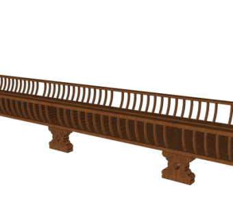 中式实木走廊免费su模型