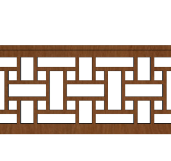 中式实木隔断su模型