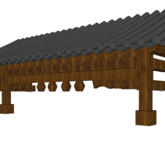 中式房檐构件免费su模型
