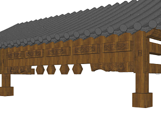 中式房檐构件su模型