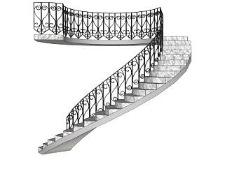 欧式铁艺<em>旋转楼梯</em>su模型