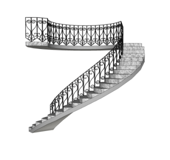 欧式铁艺旋转楼梯su模型