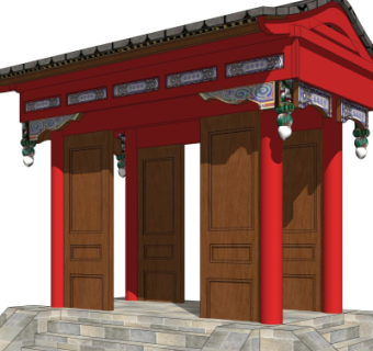 中式门头su模型