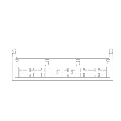 中式石栏杆护栏su模型