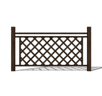 新中式实木楼梯护栏su模型