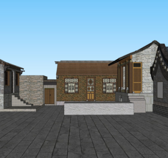 中式传统四合院su模型