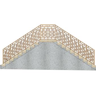 中式楼梯护栏su模型