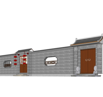 中式住宅门头su模型