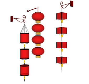 中式灯笼装饰灯su模型
