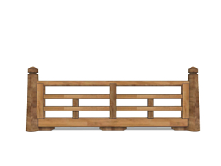 中式实木护栏su模型