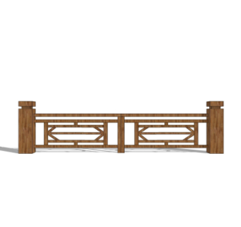 新中式实木护栏su模型