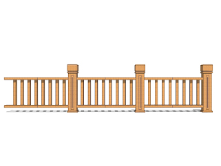 新中式实木护栏su模型