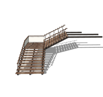新中式实木楼梯su模型