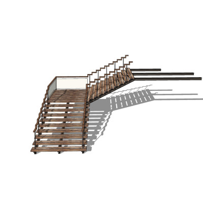 新中式实木楼梯su模型