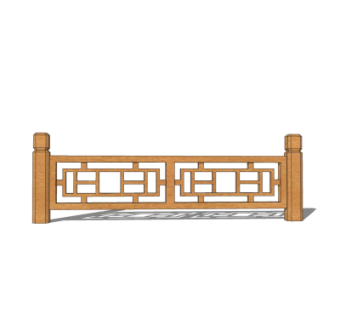 新中式实木护栏su模型