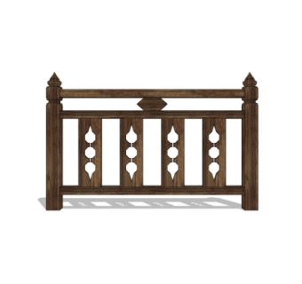 中式实木护栏su模型