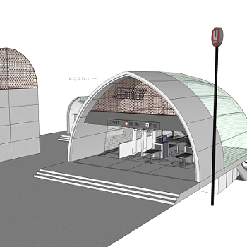 现代地铁出口su模型